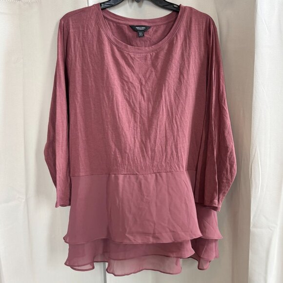Simply Vera Womens Top Size 2Xl Mauve Chiffon Tiered Fairy Modal Boho NWT 18683 - Picture 1 of 11